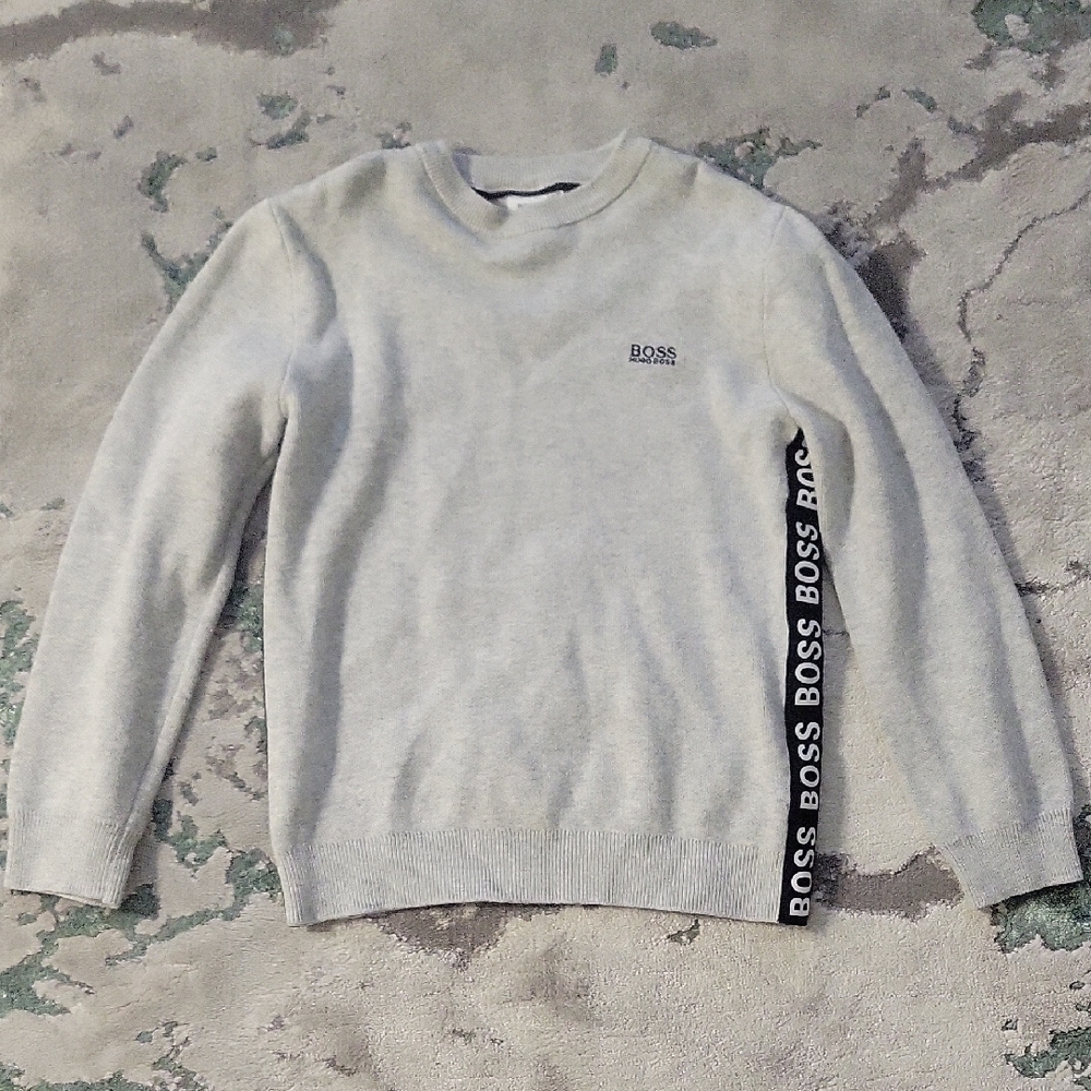 BOSS (Hugo Boss) Light Gray Crewneck Wool & Cotton Sweater Size 12